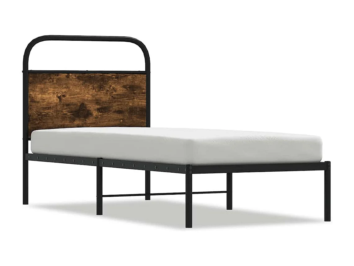 Cadre de lit sans matelas chêne fumé 75x190cm bois d'ingénierie