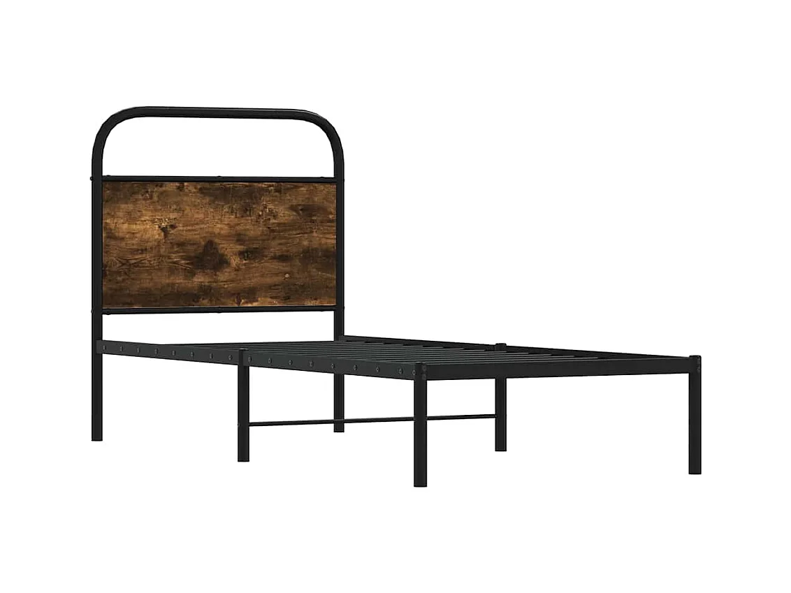 Cadre de lit sans matelas chêne fumé 75x190cm bois d'ingénierie