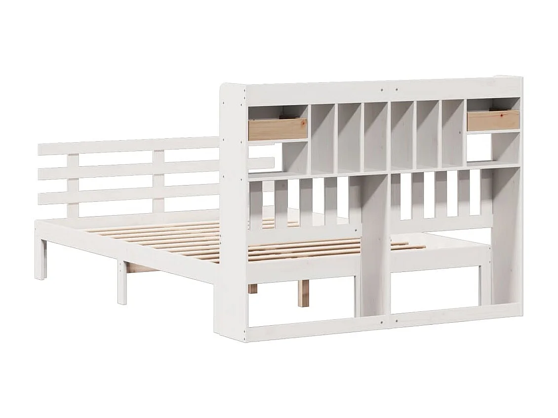 Cama com estante sem colchão 160x200 cm pinho maciço branco