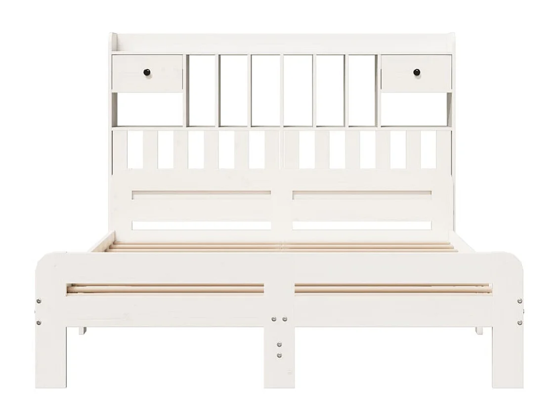 Cama con estantería sin colchón madera maciza blanca 140x200 cm