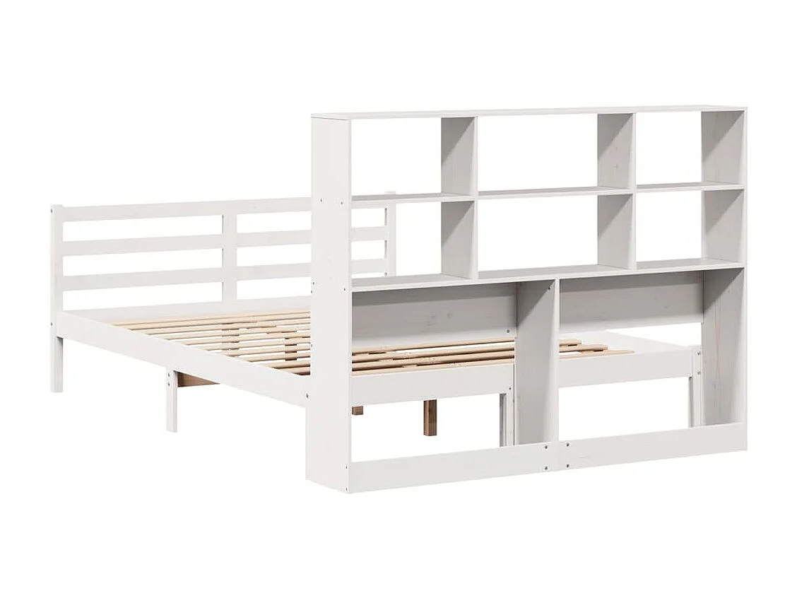 Lit bibliothèque sans matelas blanc 120x200 cm bois pin massif