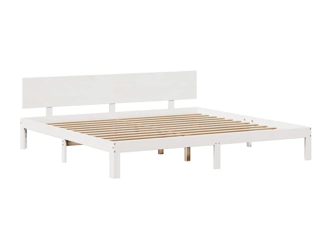 Cama con estantería sin colchón madera maciza blanca 180x200 cm