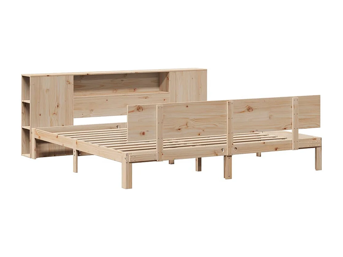 Cama con estantería sin colchón madera maciza de pino 180x200cm
