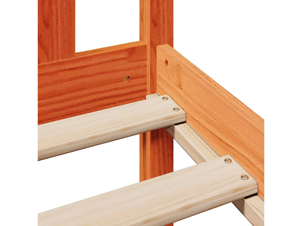 Cama con estantería sin colchón madera maciza marrón 140x190 cm