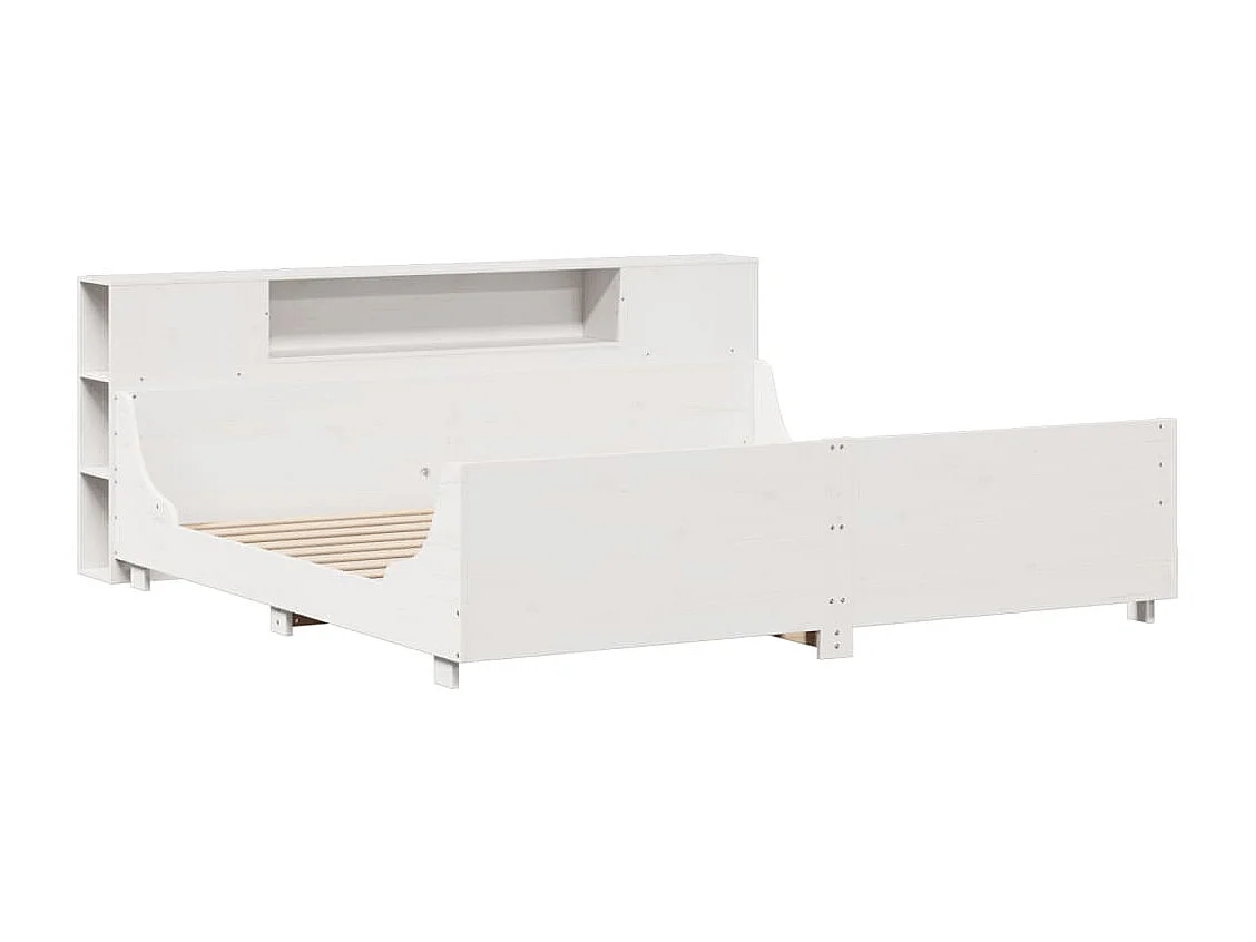 Cama sem colchão 200x200 cm madeira de pinho maciça branco