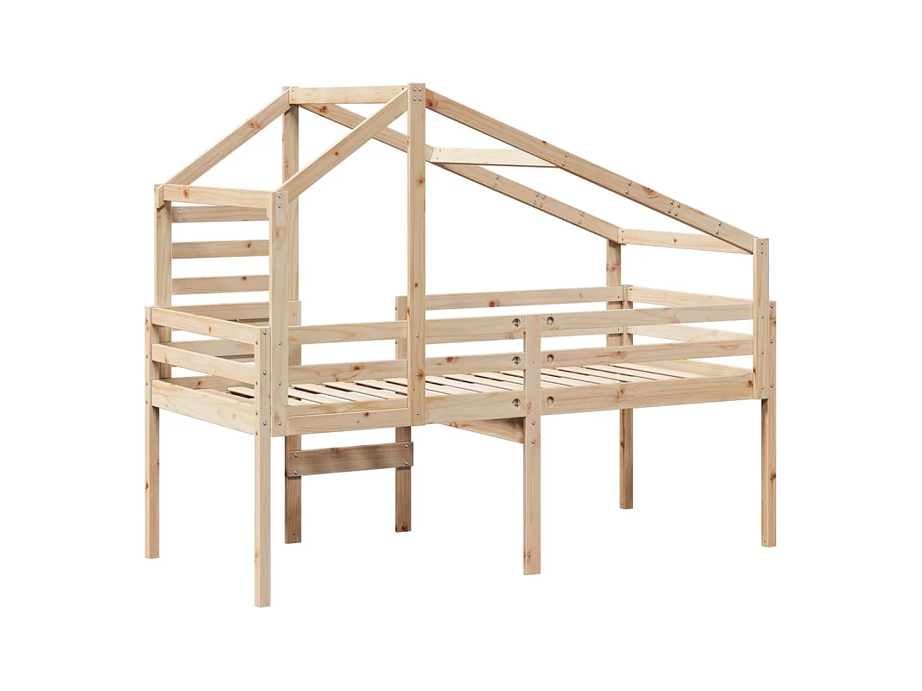 Lit haut avec toit 90x200 cm bois de pin massif