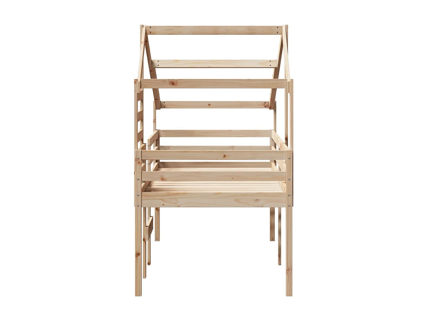 Cama alta con techo madera maciza de pino 90x200 cm