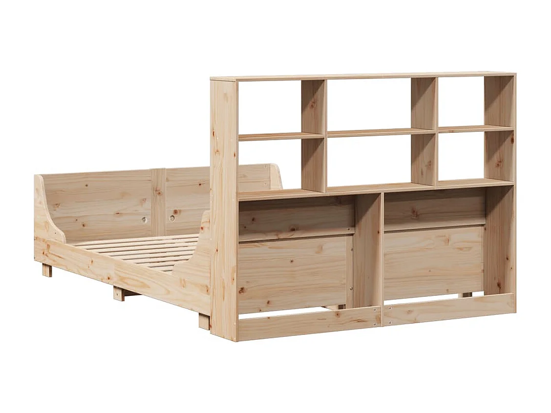 Cama con estantería sin colchón madera maciza 150x200 cm