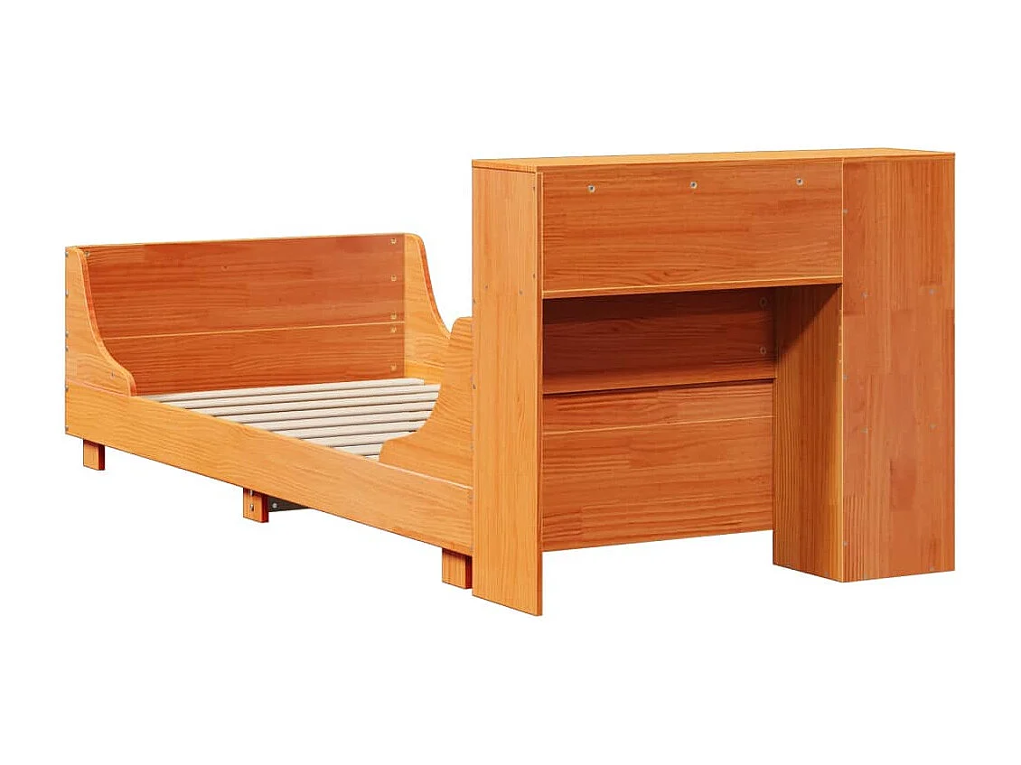 Cama sem colchão 75x190 cm madeira de pinho maciça castanho-mel