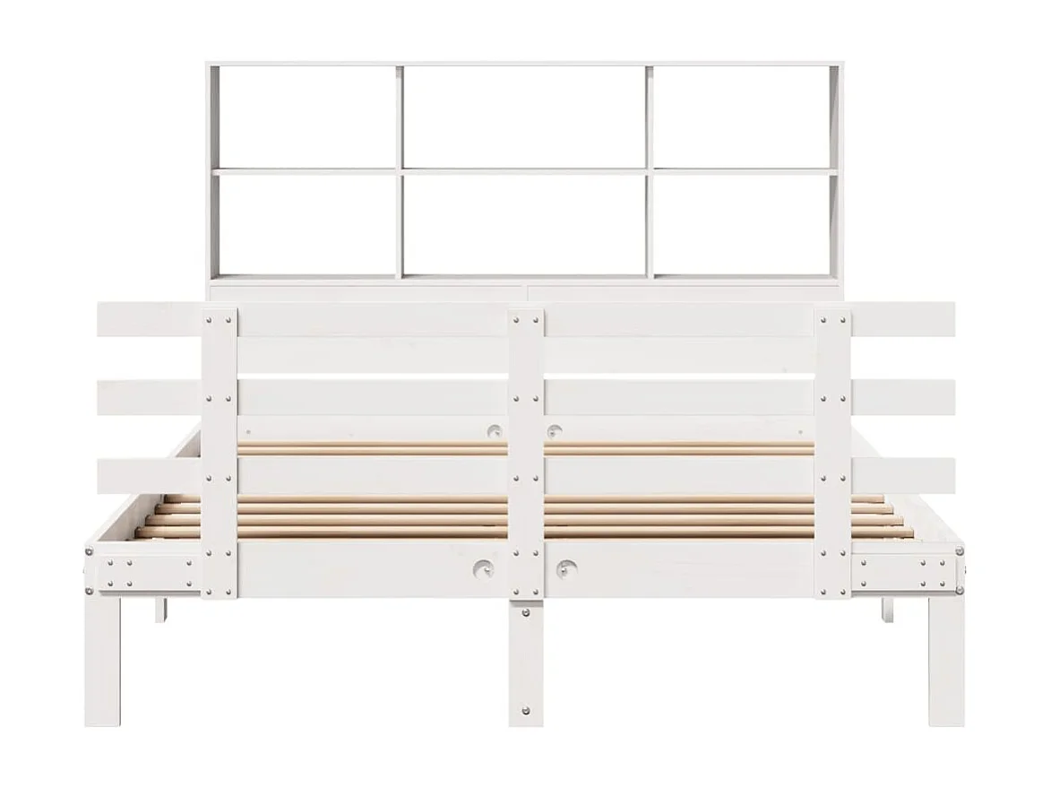 Cama con estantería sin colchón madera maciza blanca 120x200 cm