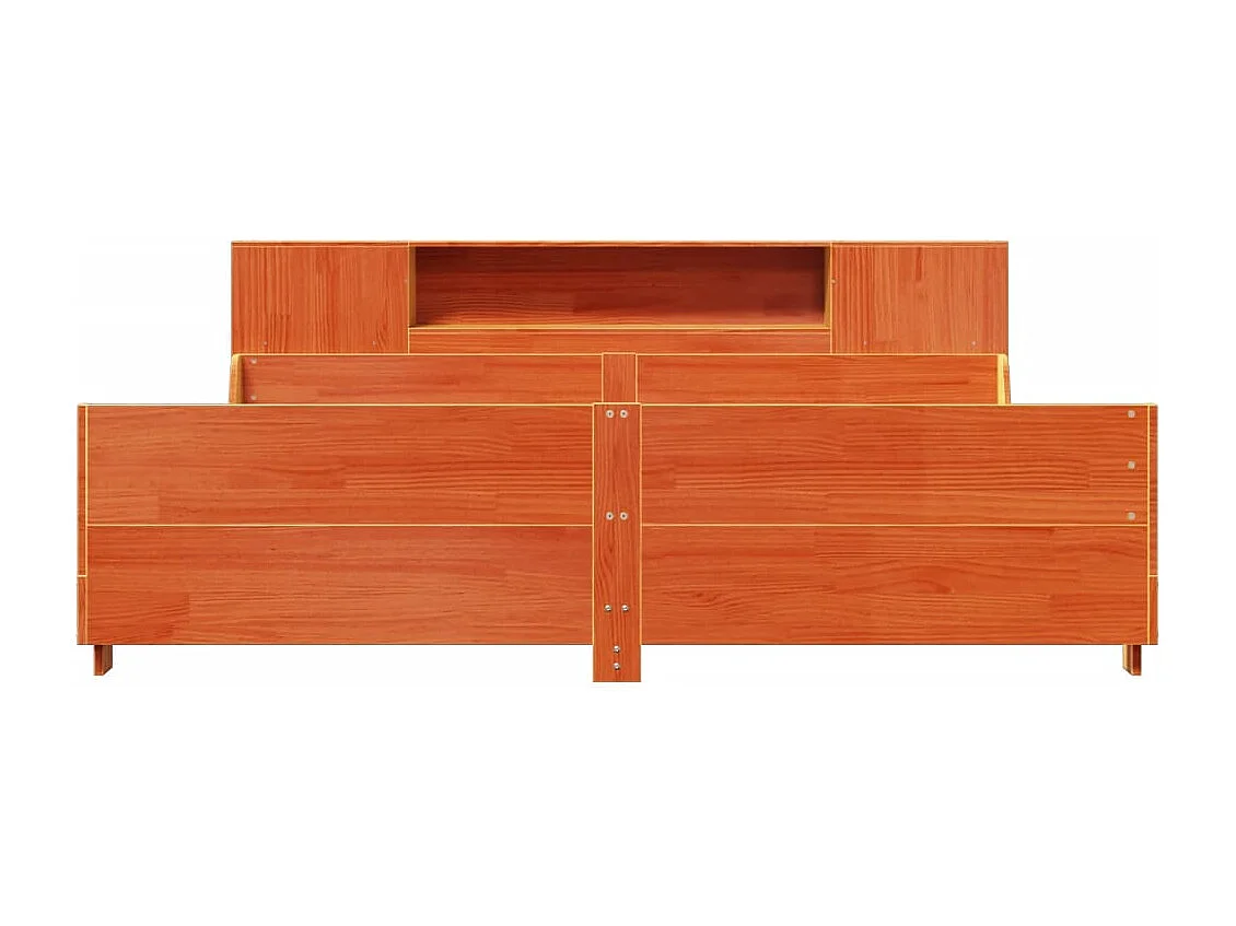 Cama sin colchón madera maciza de pino marrón cera 180x200 cm