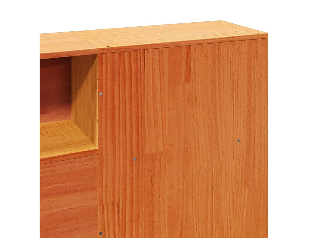 Cama sin colchón madera maciza de pino marrón cera 180x200 cm