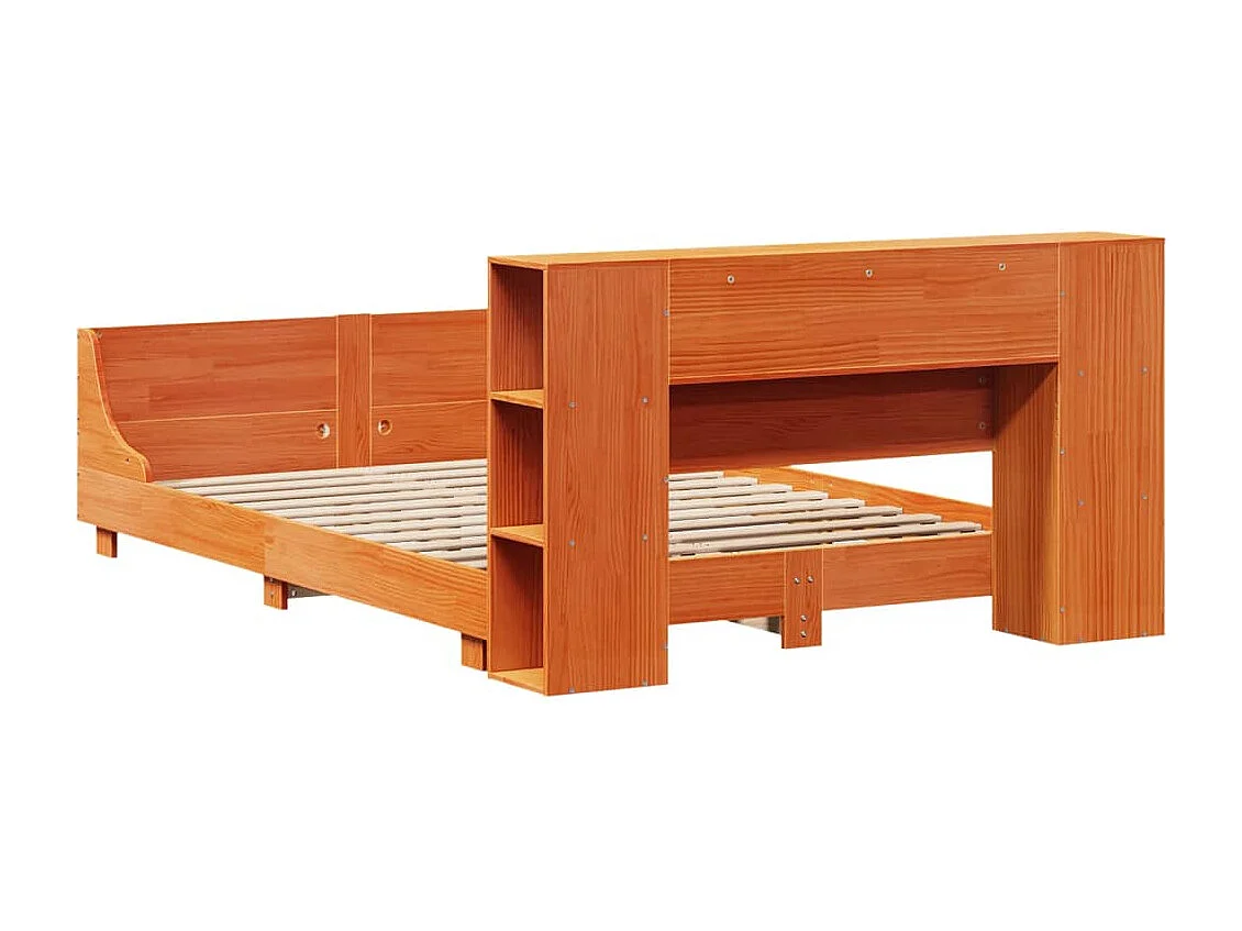 Cadre de lit sans matelas cire marron 120x200cm bois pin massif