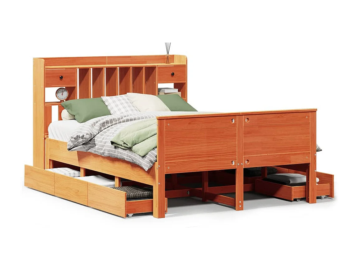 Cama com estante sem colchão 150x200 cm pinho maciço