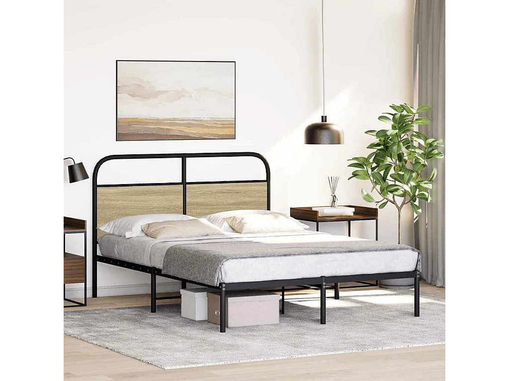 Estrutura cama s/ colchão derivados de madeira carvalho sonoma