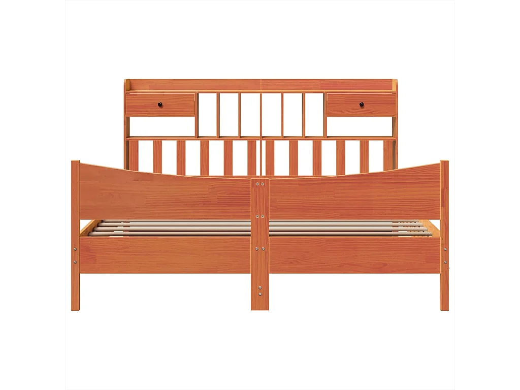 Cama sin colchón madera maciza de pino marrón cera 180x200 cm