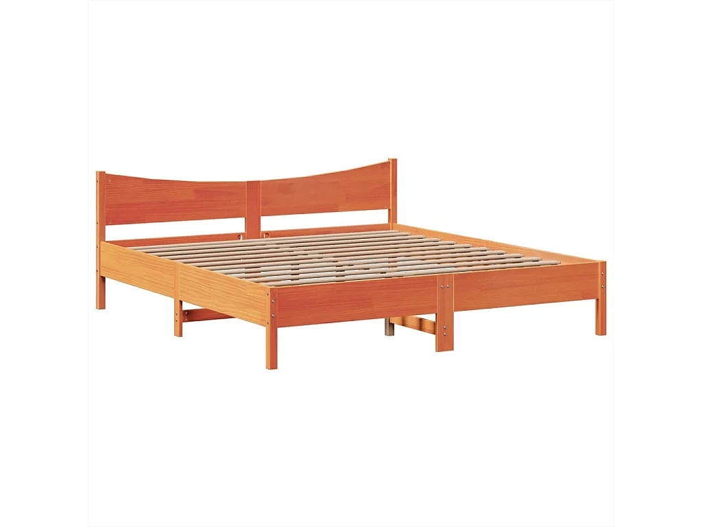 Cama sin colchón madera maciza de pino marrón cera 180x200 cm