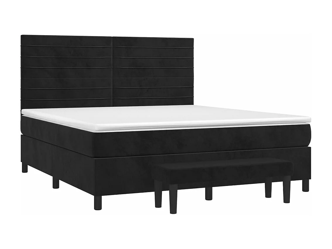 Cama com molas/colchão 160x200 cm veludo preto