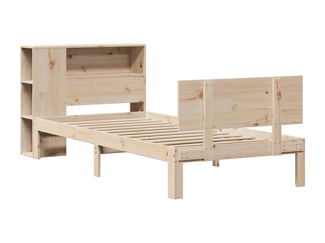Cama con estantería sin colchón madera maciza de pino 90x190 cm