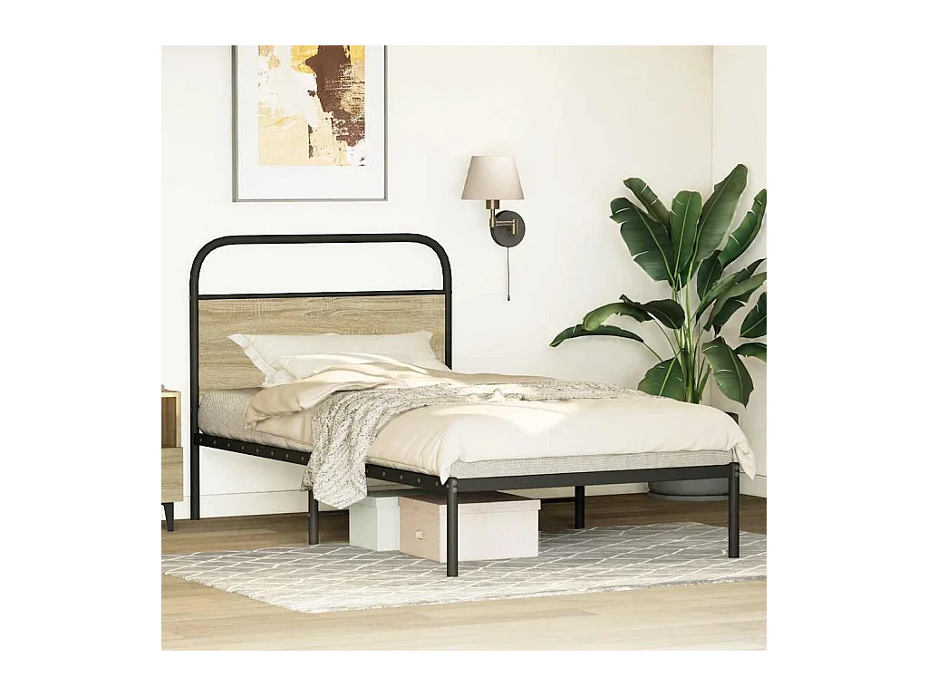 Estrutura cama s/ colchão derivados de madeira carvalho sonoma