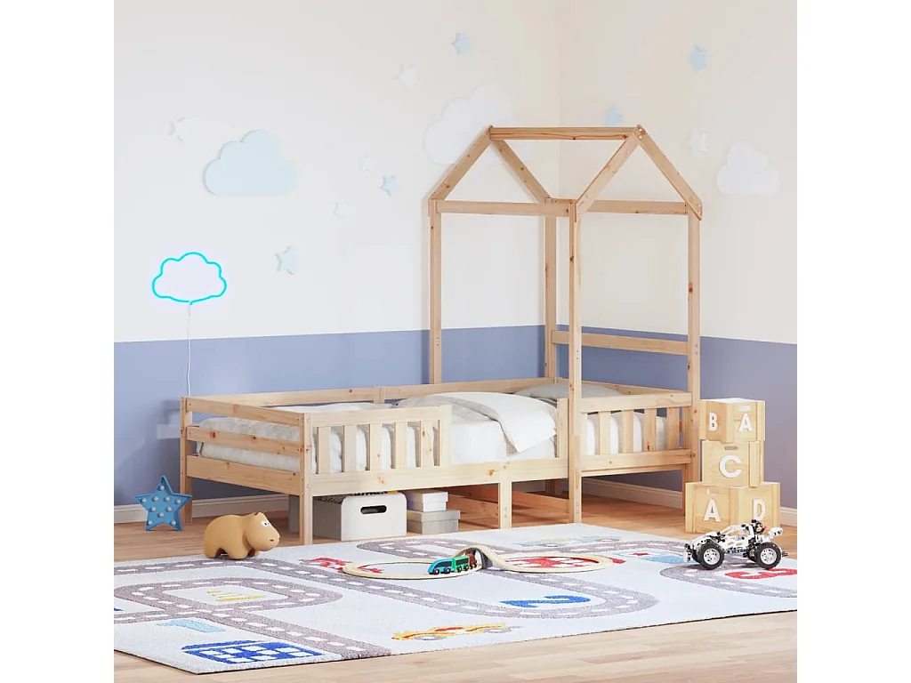 Cadre de lit avec toit 100x200 cm bois de pin massif