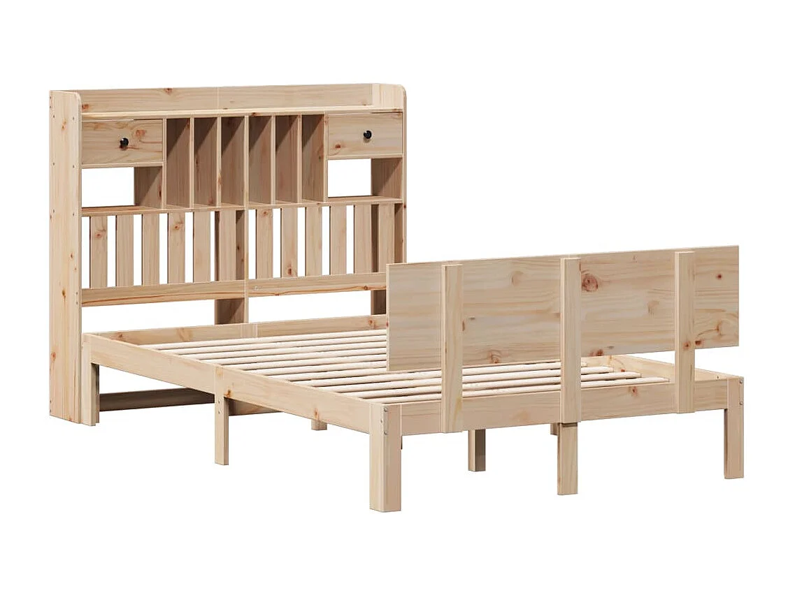 Cama con estantería sin colchón madera maciza de pino 135x190cm