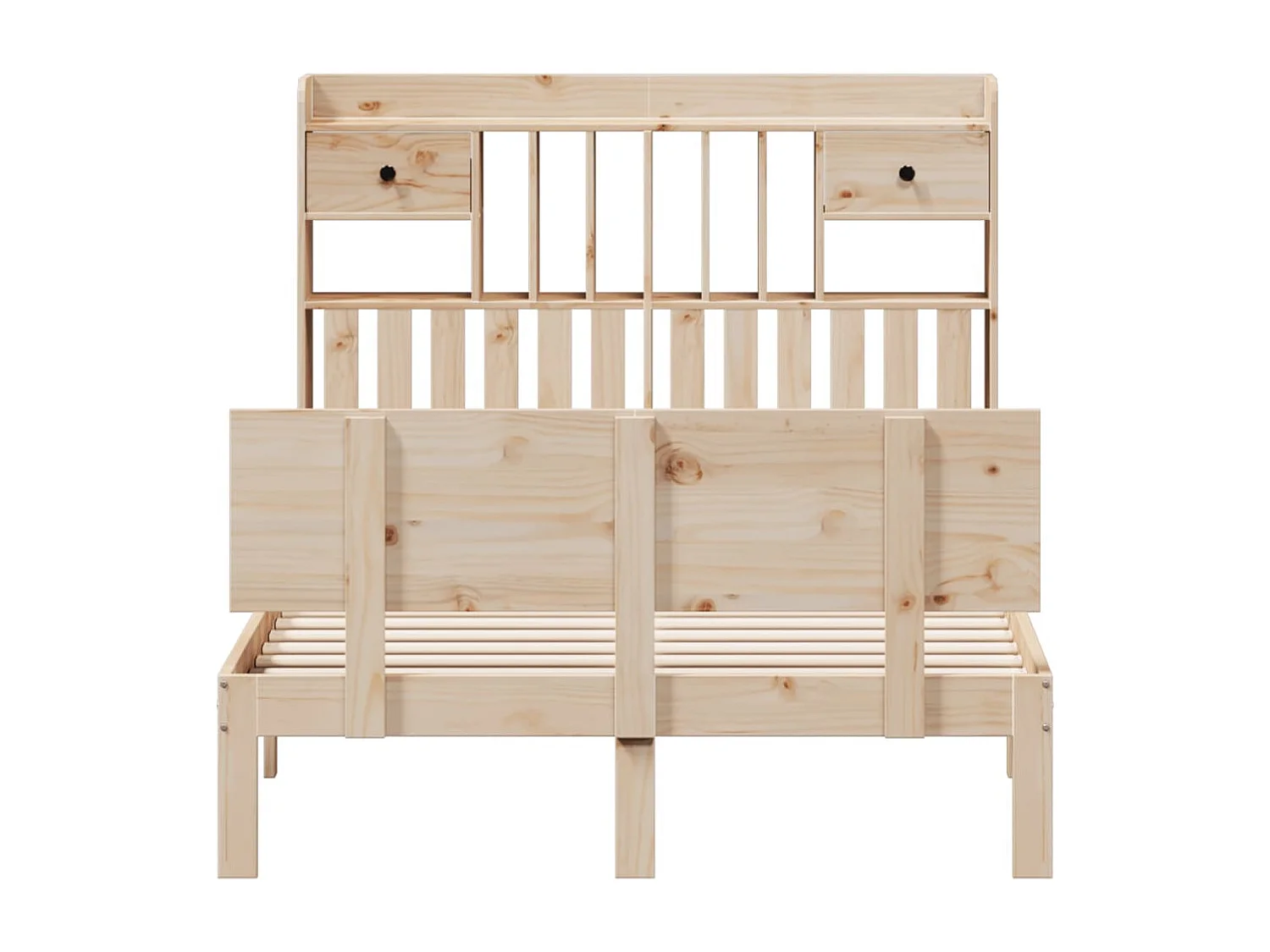 Cama con estantería sin colchón madera maciza de pino 135x190cm