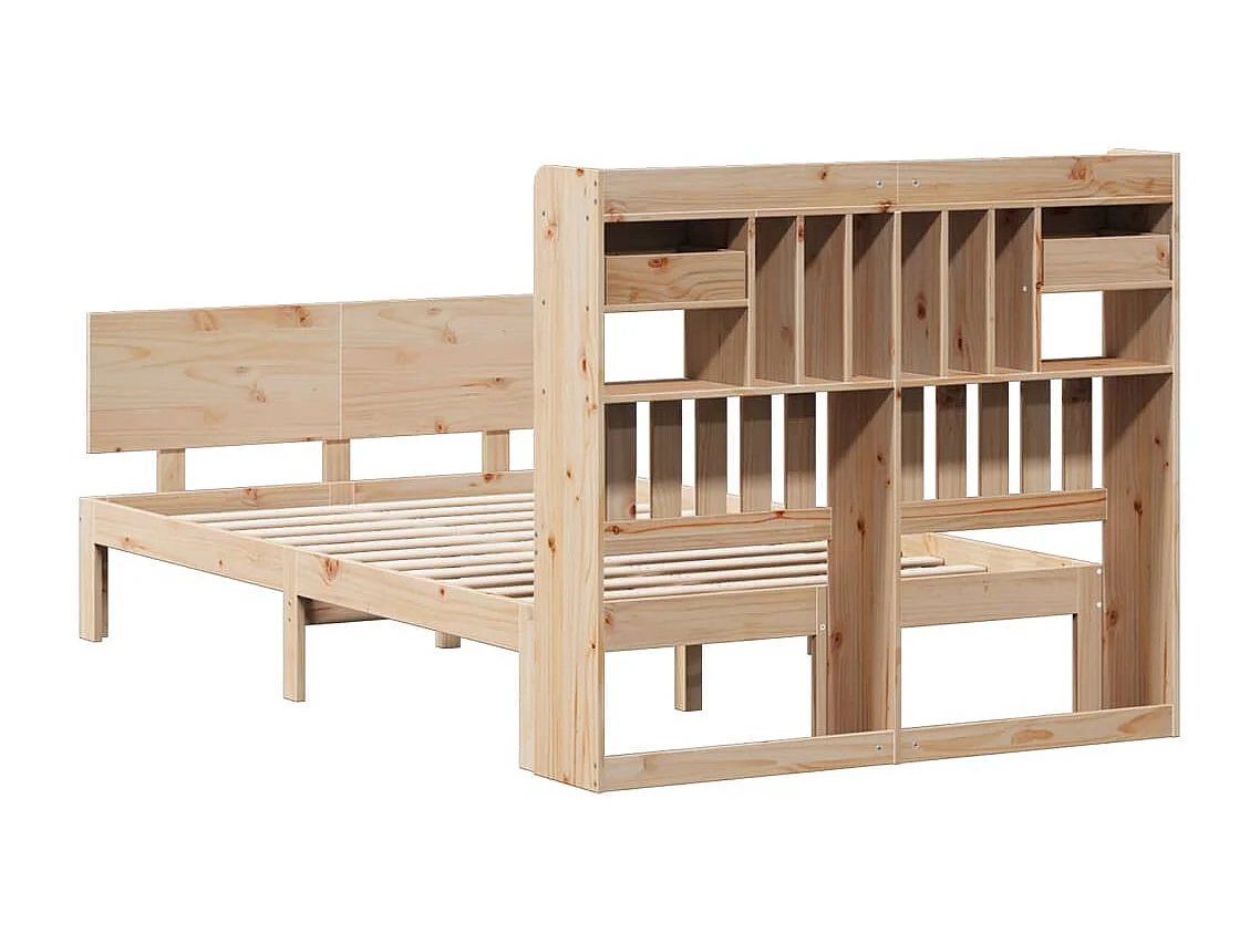 Cama con estantería sin colchón madera maciza de pino 135x190cm