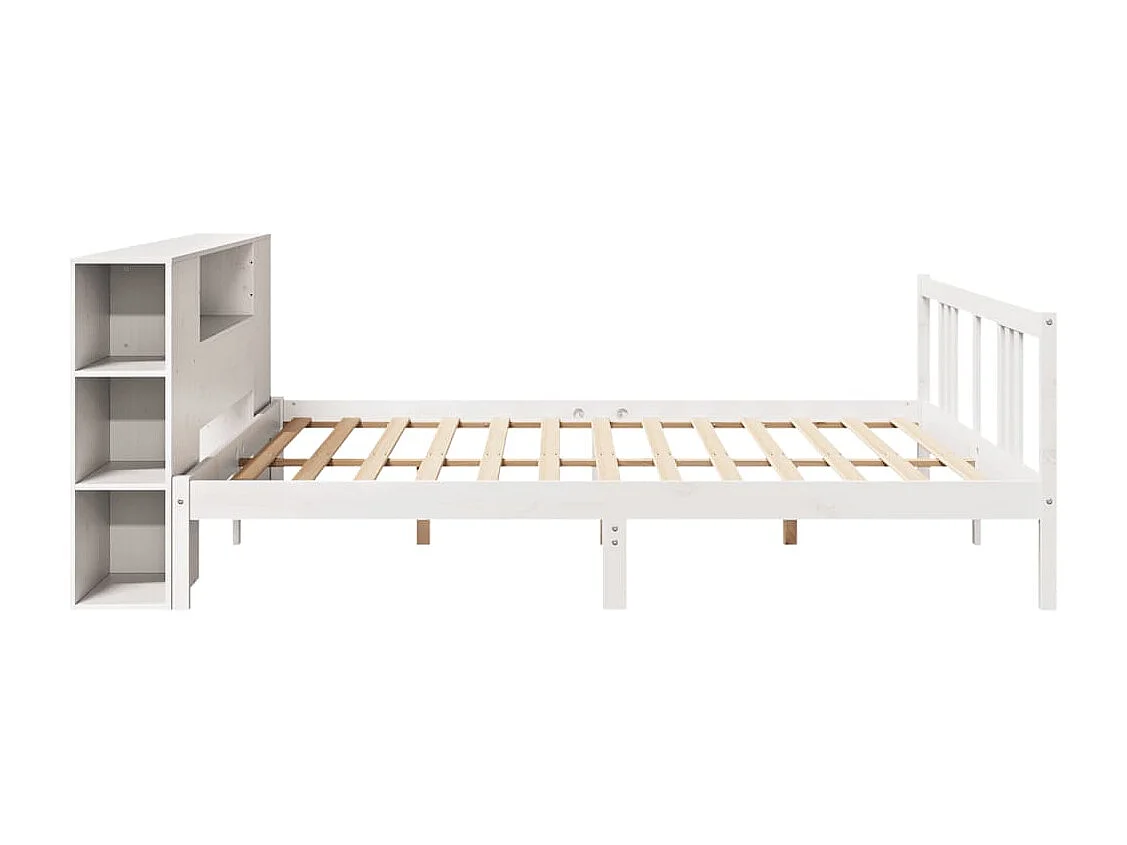 Cama con estantería sin colchón madera maciza blanca 200x200 cm