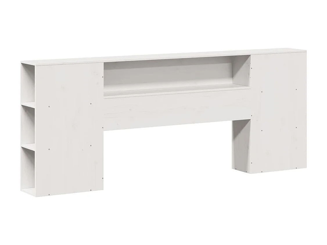 Lit bibliothèque sans matelas blanc 200x200 cm bois pin massif