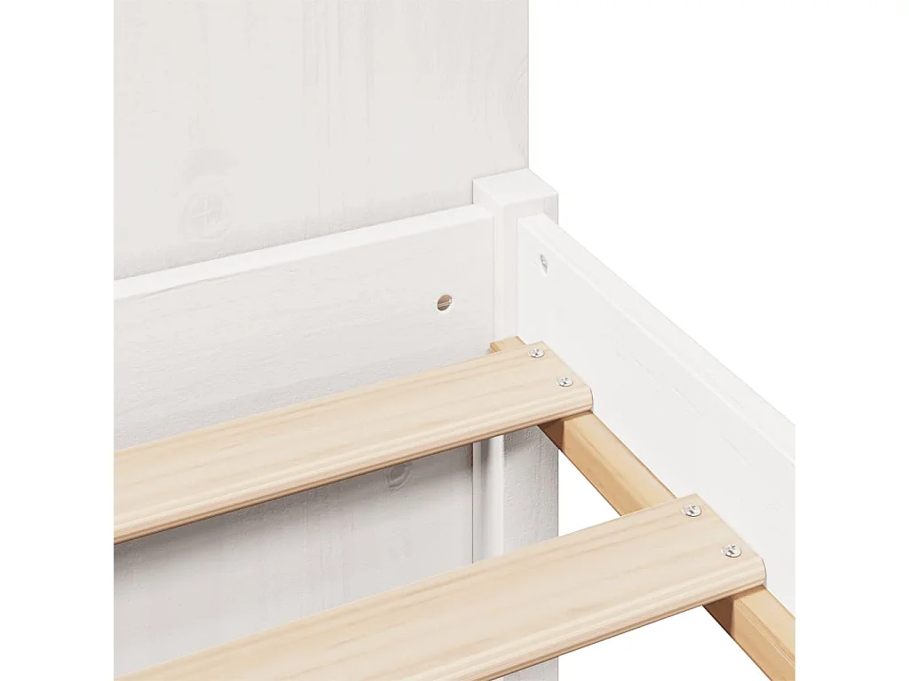 Lit bibliothèque sans matelas blanc 200x200 cm bois pin massif