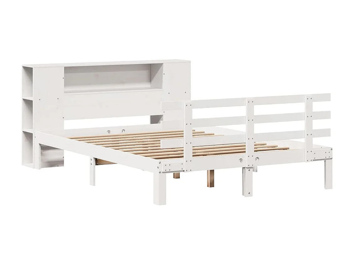 Lit bibliothèque sans matelas blanc 120x200 cm bois pin massif