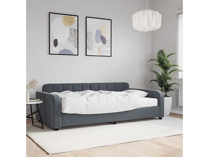 Sofá cama con colchón terciopelo gris oscuro 100x200 cm