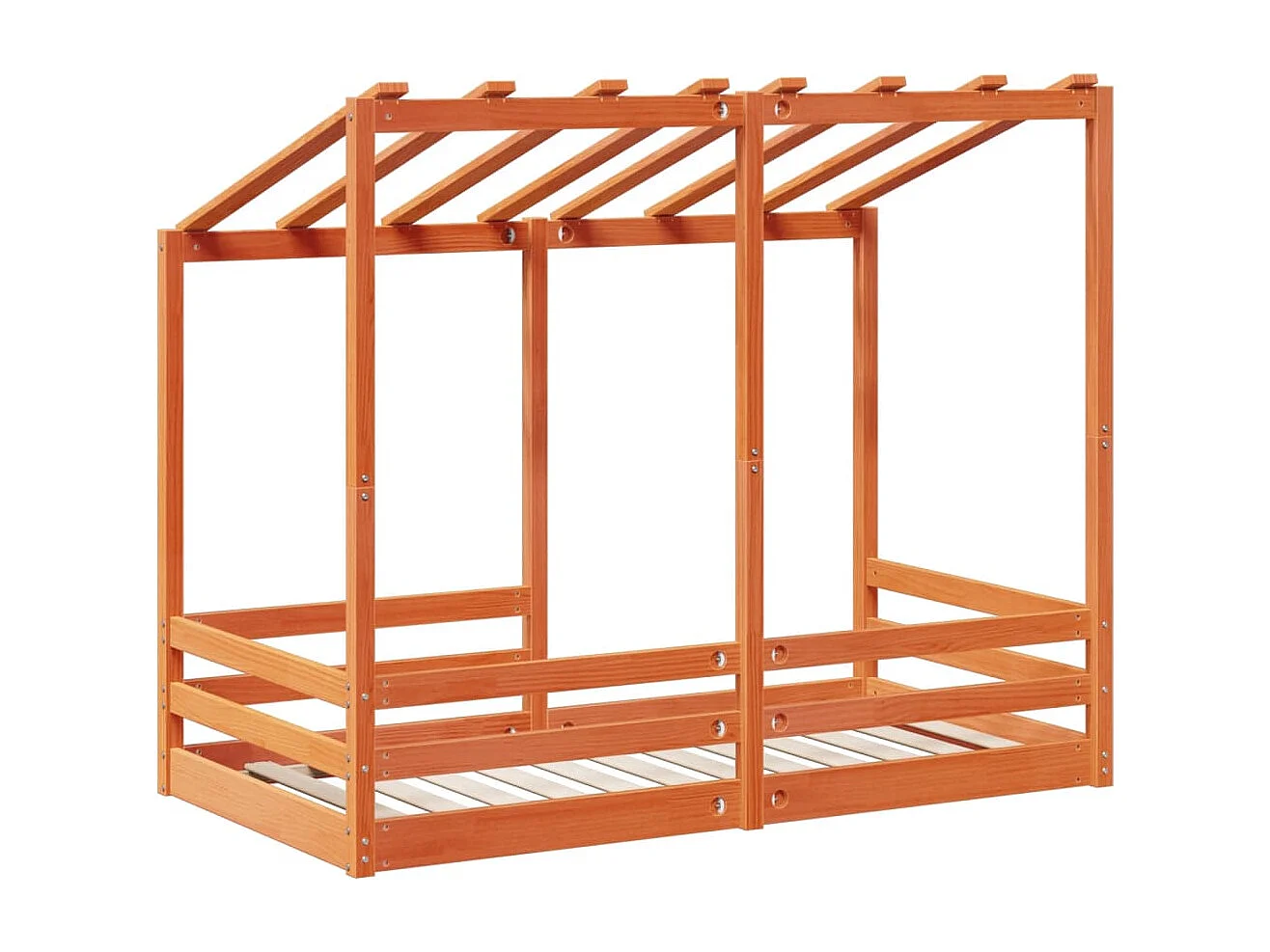 Lit pour enfants et toit cire marron 80x160 cm bois massif pin