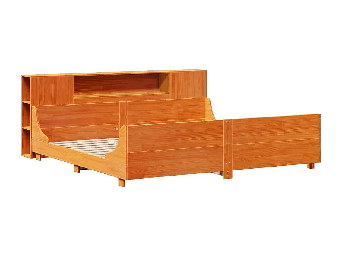 Cadre de lit sans matelas cire marron 200x200cm bois pin massif