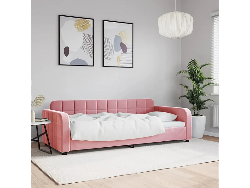 Sofá cama terciopelo rosa 90x200 cm