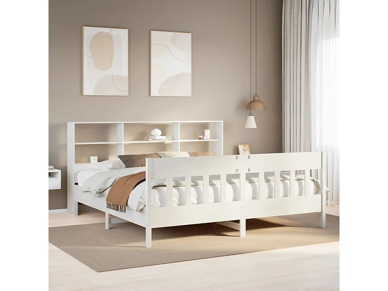 Cama sin colchón madera maciza de pino blanca 180x200 cm