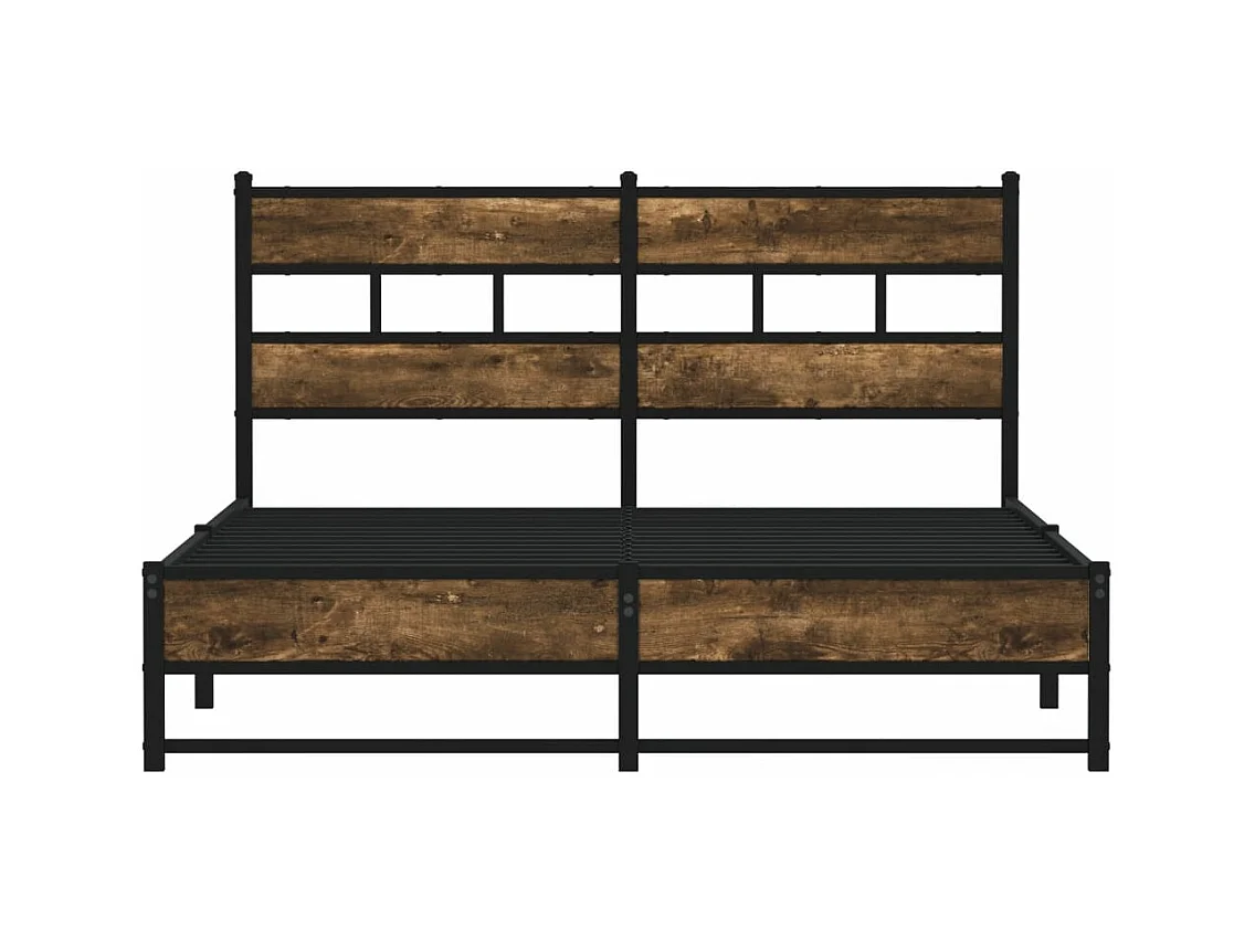 Cadre de lit en métal sans matelas chêne fumé 135x190 cm