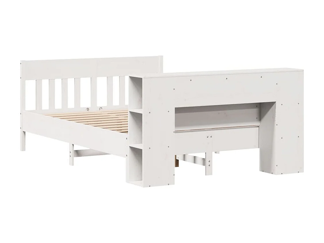 Cama com estante sem colchão 120x190 cm pinho maciço branco