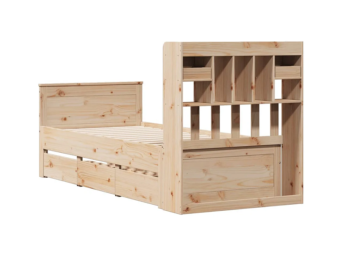Lit bibliothèque sans matelas 75x190 cm bois de pin massif
