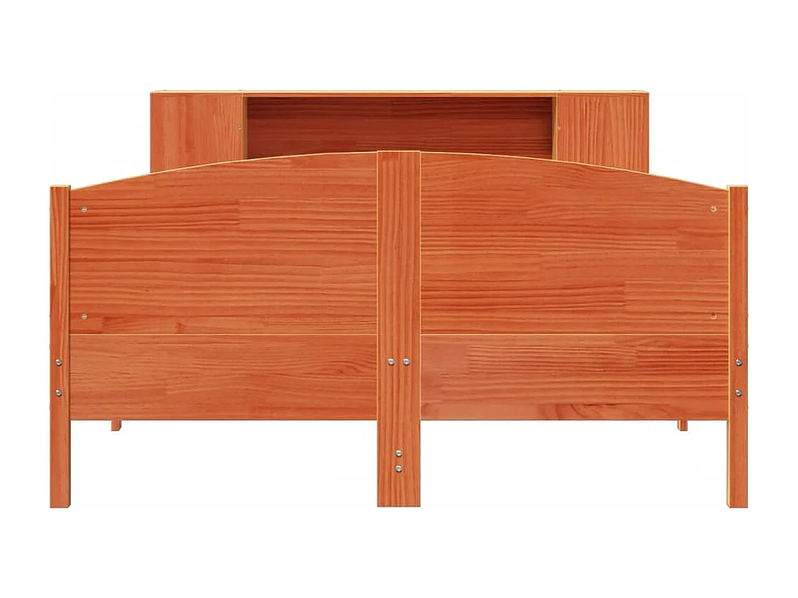 Lit bibliothèque sans matelas cire marron 160x200 cm pin massif