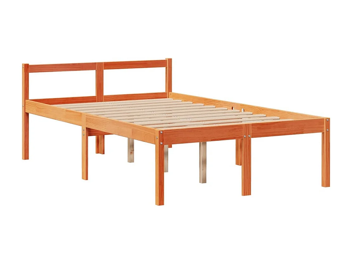 Cama con estantería sin colchón madera maciza marrón 135x190cm