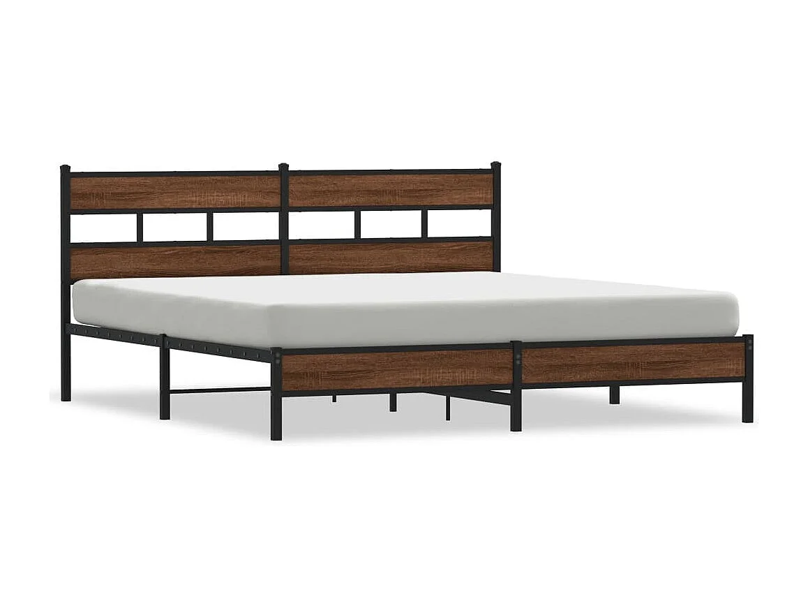 Estrutura cama sem colchão 183x213 cm metal carvalho castanho