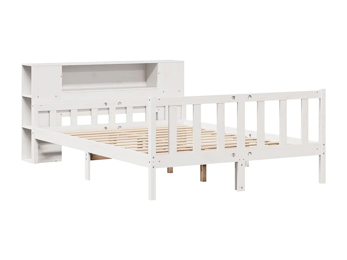Lit bibliothèque sans matelas blanc 150x200 cm bois pin massif