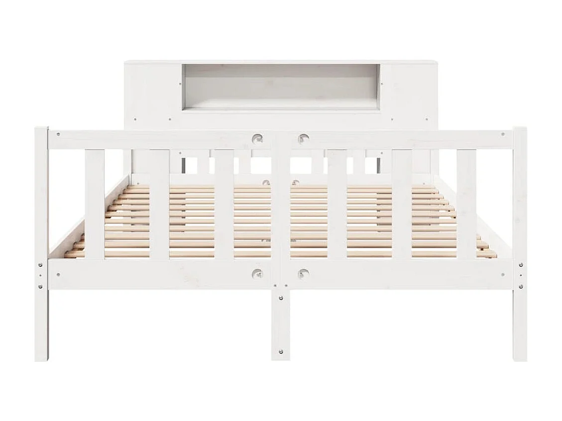 Cama con estantería sin colchón madera maciza blanca 150x200 cm