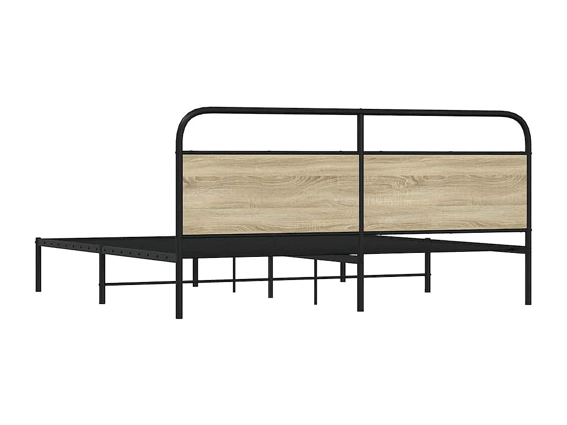 Estructura de cama sin colchón metal roble Sonoma 193x203 cm