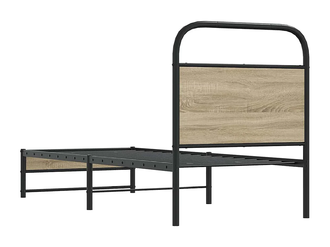 Cadre de lit sans matelas 80x200cm chêne fumé bois d'ingénierie