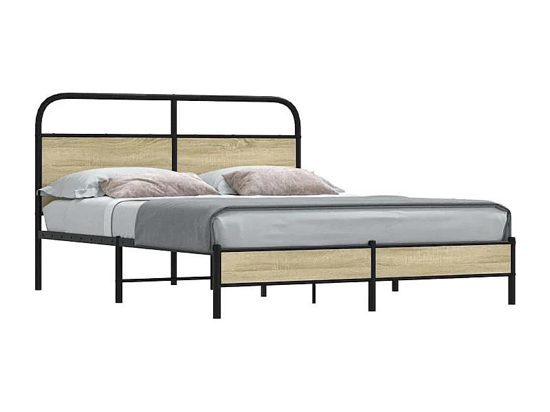 Estructura de cama sin colchón 160x200 cm madera roble Sonoma