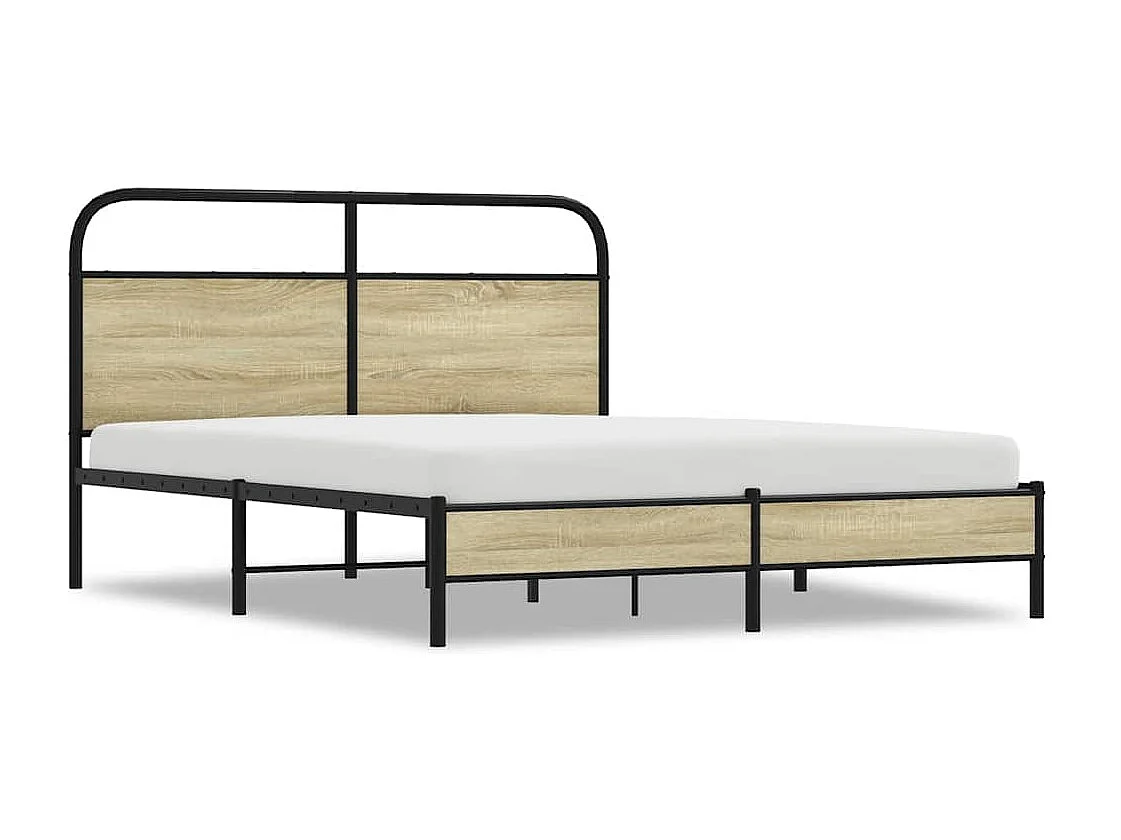 Estructura de cama sin colchón 160x200 cm madera roble Sonoma