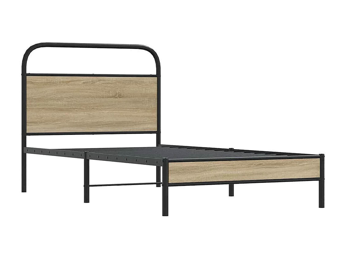 Cadre de lit sans matelas 90x190cm chêne fumé bois d'ingénierie